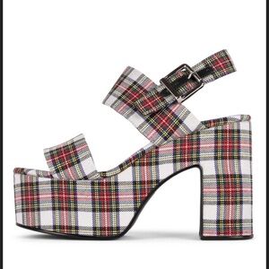LN Jeffrey Campbell Red Tartan Plaid Platform Sandals- 7.5